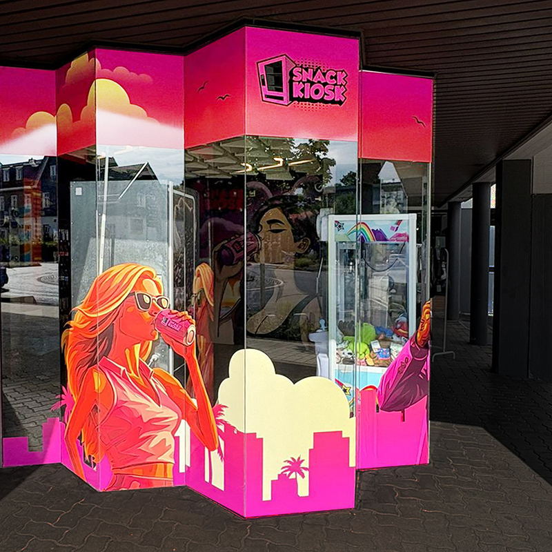 Werbetechnik Snackkiosk Fensterfolierung